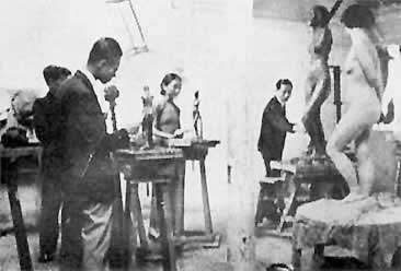 刘海粟使用裸体模特儿引起争议